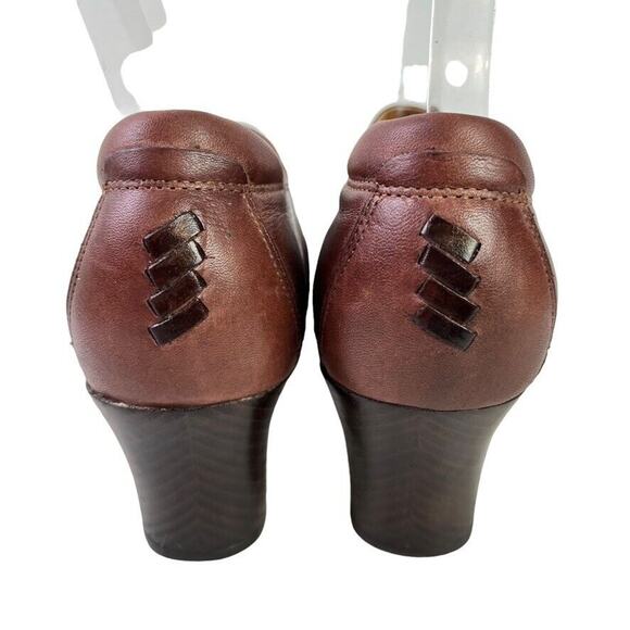 Clarks Artisan Womens Chunky Heels Brown Leather Side Zip Comfort Shoes sz 10 M - Picture 11 of 16